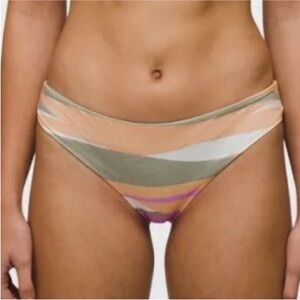 Prana Gemma Reversible Bikini Bottoms Waves Orange Green Pink Size M
